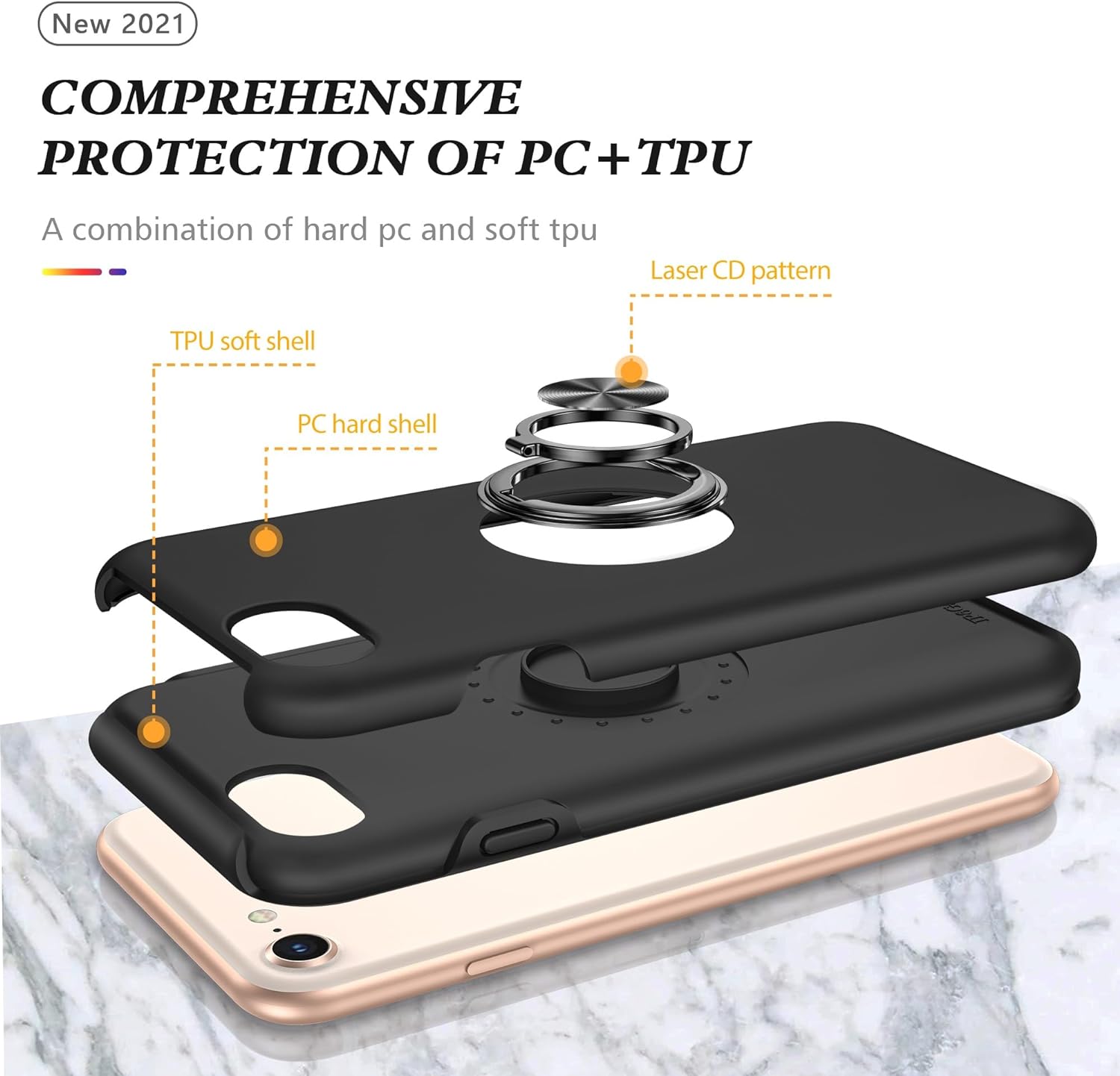 Étui hybride magnétique avec anneau invisible pour iPhone 7 Plus / 8 Plus Étui hybride magnétique avec anneau invisible pour iPhone 7 Plus / 8 Plus